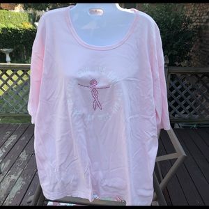 XL Anvil Pink T-shirt with Rhinestone design
